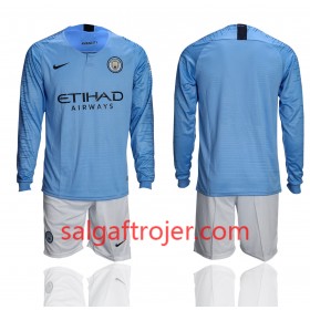 Manchester City Fodboldtrøjer Børn Hjemmebanesæt 2018/19 Langærmet